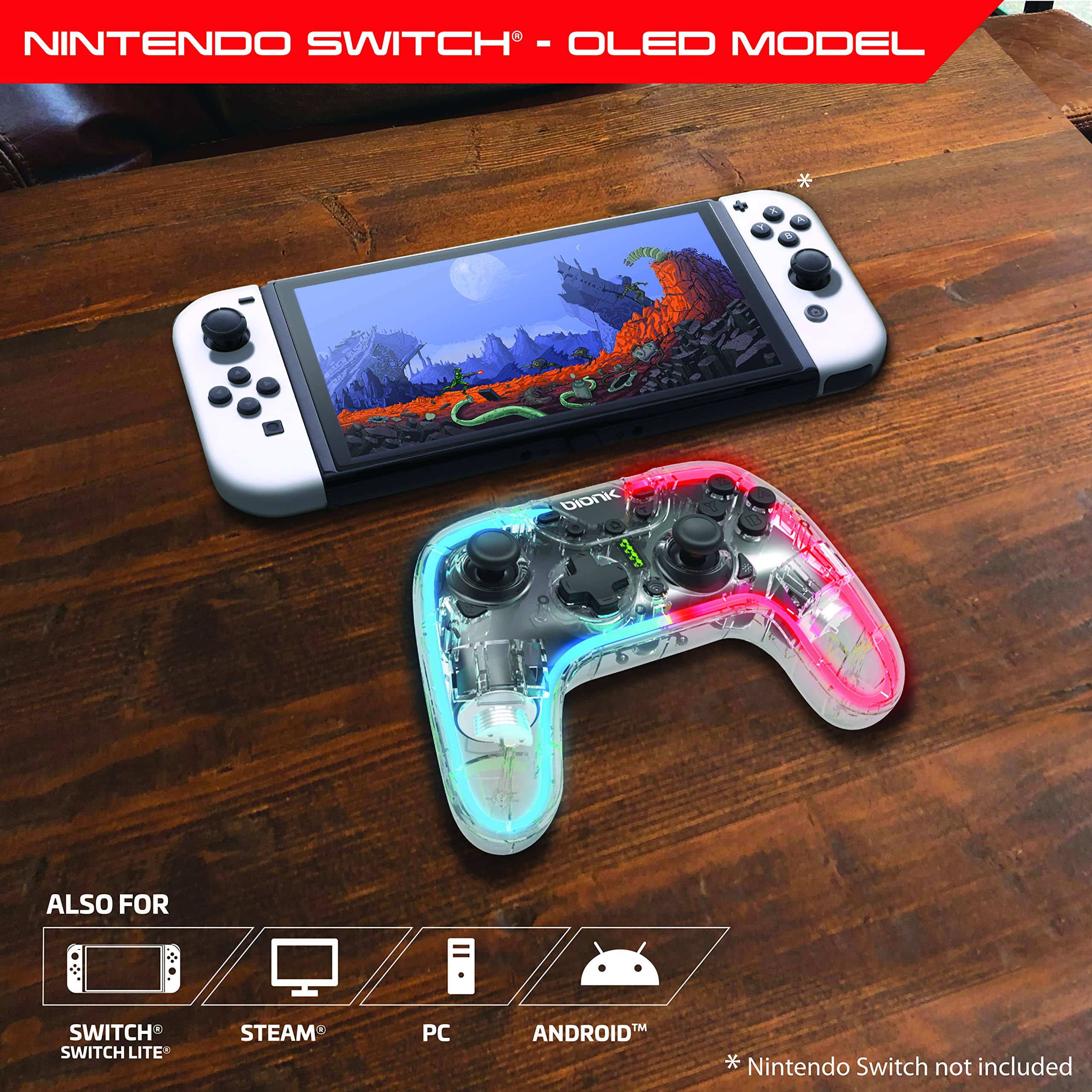 Mando Nintendo Switch Bionik Neoglow Led Rgb InaláMbrico - Efectos luminosos Mando Nintendo Switch Bionik Neoglow Led Rgb InaláMbrico - Efectos luminosos